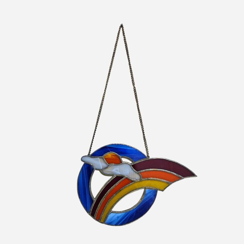 vintage cottagecore boho rainbow stained glass suncatcher
